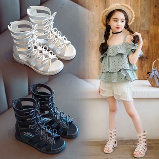 Summer new girls sandals childrens Korean version fashion bow tie princess shoes girls soft-soled Roman shoes