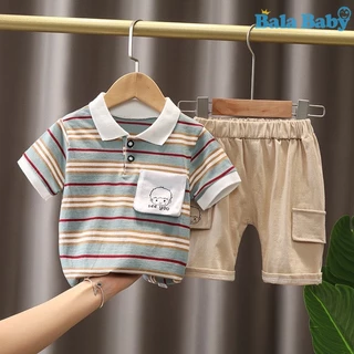 ชุดเด็กคอโปโลเสื้อ+กางเกงชุดเซทเด็ก เสื้อผ้าเด็กผู้ชาย Size80-120 DXT25
