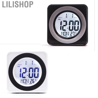 Lilishop Voice Control Back Light LCD Clock Squared Electronic Clock with Calendar Temperature Display