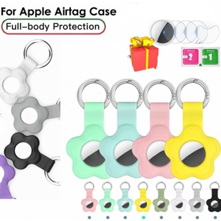 เคสพวงกุญแจ รูปดอกไม้ ป้องกันการสูญหาย พร้อมฟิล์ม Airtags 2 ชิ้น สําหรับ Apple Airtag