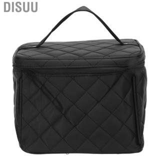 Disuu Makeup Travel Bag Rhombus Grid Black Large  Makeup Toiletry Bag Easy To Clean Nylon for Daily