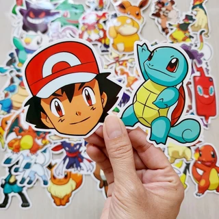 สติ๊กเกอร์ การ์ตูน Pokemon โปเกมอน ปิกาจู ตัวใหญ่ ติดแน่น กันน้ำ (50ชิ้น) sticker