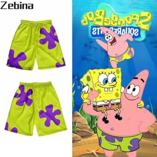 Zebina SpongeBob SquarePants กางเกงขาสั้นสไตล์เดียวกันฤดูร้อนพิมพ์กางเกงลำลองชุดนอนคู่รักกางเกงชายหาดวันหยุดริมทะเล