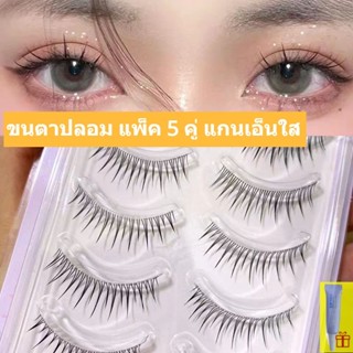 Mengjieshangpin ขนตาปลอม 3D แพ็ค 5 คู่ แกนเอ็นใส Little Devil Eyelashes แบบบาง ใส ขยายดวงตา สําหรับตุ๊กตาบาร์บี้