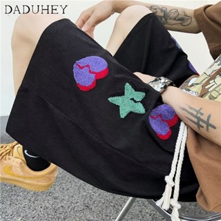 DaDuHey🔥 Mens Fashion Brand Fashionable Loose All-Match Solid Color Shorts Jogger Pants 2023 Summer Casual Embroidered Sports Shorts