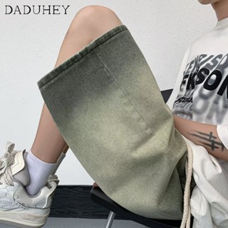 DaDuHey🔥 Mens Vibe Style Straight Drawstring All-Match Cropped Pants 2023 Summer American Fashion Loose Street Sports Denim Shorts