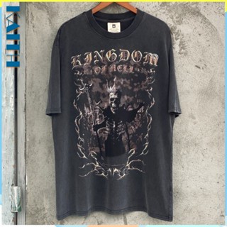 พร้อมส่ง เสื้อยืดคอกลม แขนสั้น ผ้าฝ้าย พิมพ์ลายตัวอักษร Hells King ทรงหลวม สไตล์ฮิปฮอป พลัสไซซ์ โอเวอร์ไซซ์ แฟชั่นฤดูร้อน สําหรับผู้ชาย และผู้หญิง