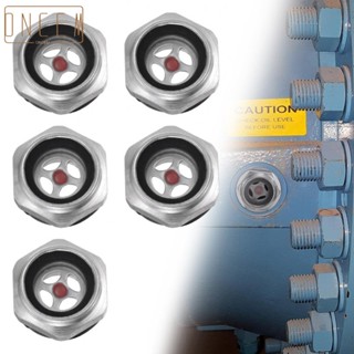 【ONCEMOREAGAIN】Air Compressor Oil Level Gauge Sight Glass 1/2" Male Thread Aluminum 5Pcs