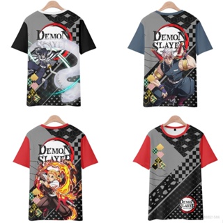 เสื้อยืดแขนสั้น พิมพ์ลายอนิเมะ Demon Slayer Kyoujurou Zenitsu Tanjirou 3 มิติ แฟชั่นยอดนิยม