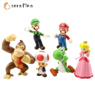 Rf ตุ๊กตาฟิกเกอร์ Mario Action Figures การ์ตูนเจ้าหญิงเห็ด สําหรับตกแต่ง 6 ชิ้น