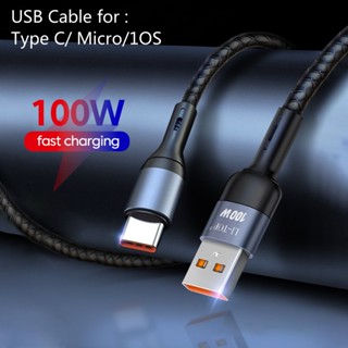 สายเคเบิลชาร์จเร็ว 100W USB Type C Micro 1Phone สําหรับ Huawei Xiaomi Micro USB