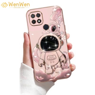 Wenwen เคสโทรศัพท์มือถือแบบนิ่ม TPU กันกระแทก ลายนักบินอวกาศ 3D พร้อมที่ตั้งวาง บางมาก สําหรับ OPPO A15 OPPO A15S A35 A16