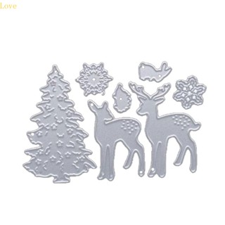 Love Christmas Tree Deer แผ่นแม่แบบ เหล็กคาร์บอน DIY สําหรับตกแต่งสมุด อัลบั้มรูปภาพ การ์ด