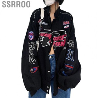 Ssrroo Baseball Jacket  Polyester Fashionable Personalized Loose Retro Jacket  for Shopping