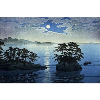 ภาพพิมพ์ศิลปะญี่ปุ่น Moonrise At Futago Matsushima โดย Kawase Hasui