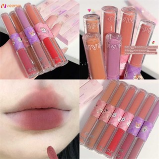 Cappuvini Double Head Cheese Mud Matte Mist ลิปกลอส Non Staining Cup Mist Face Lip Color Water Gloss ลิปโคลนโชว์ปากขาว Red Girl veemm