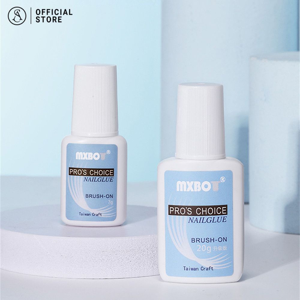 Mxbon เล็บกาวพิเศษ สีฟ้า มาตรฐาน แห้งเร็ว แปรงกาวเล็บ ชิ้นเล็ก เครื่องประดับสวมกาว