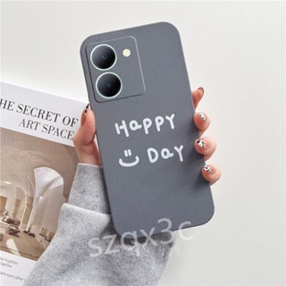 เคสโทรศัพท์มือถือ ซิลิโคนนุ่ม ผิวด้าน ลาย Happy Day เรียบง่าย แฟชั่น สําหรับ VIVO Y36 V27 V27e iQOO Z7 Z7x Y77 Y02 X90 Pro 5G 2023