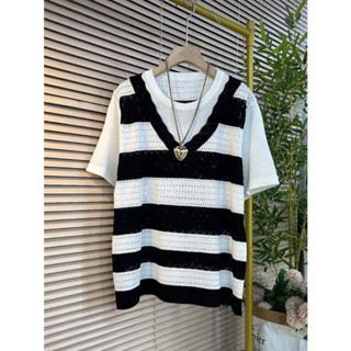 【Blouse Oversize】(40-150kg) เสื้อเชิ้ตแขนสั้น ผ้าถัก ทรงหลวม สไตล์เกาหลี พลัสไซซ์