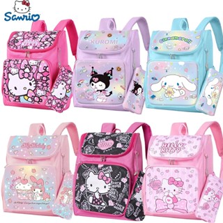 SANRIO กระเป๋าเป้สะพายหลัง ลายการ์ตูน Kuromi My Melody Hello Kitty พร้อมกล่องดินสอ 2 ชิ้น ต่อชุด