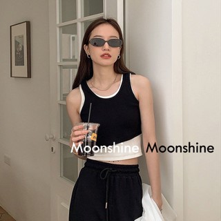 Moon  เสื้อครอป เสื้อแฟชั่นผู้หญิง y2k สีพื้น สําหรับผู้หญิง ใส่ไปคลับ ปาร์ตี้ 2023 NEW23062607 吊牌价202促销价106 SH越南吊牌价118333 สวย ins ทันสมัย ทันสมัย A20K0OI 36Z230909