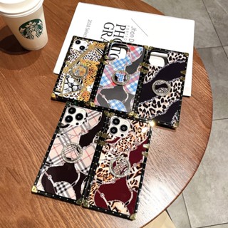 เคสโทรศัพท์มือถือ ทรงสี่เหลี่ยม กันกระแทก ลายเสือดาว ประดับเพชร พร้อมแหวนนิ้ว สําหรับ ITEL S18 4G A18 P38 P37 PRO P36 A58 LITE A56 S17 S16 VISION 3 2 1 PLUS