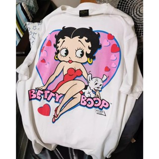 เสื้อยืดแขนสั้น ผ้าฝ้าย พิมพ์ลายการ์ตูน Miss Betty Boop แฟชั่นฤดูร้อน สําหรับผู้ชาย และผู้หญิง