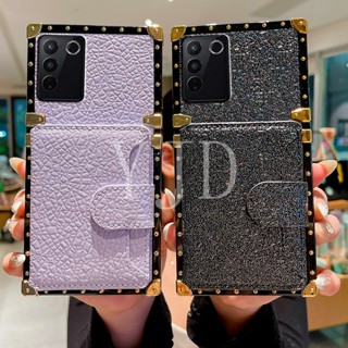 Yjd เคสโทรศัพท์มือถือหนัง ขอบตรง กันกระแทก พร้อมช่องใส่บัตร สําหรับ Vivo V27 Pro V27e