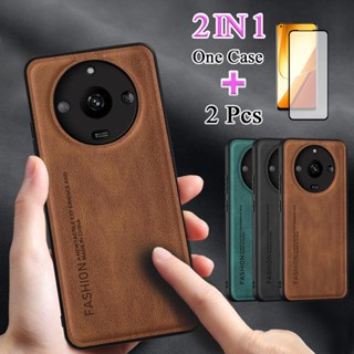 2 IN 1 เคสโทรศัพท์มือถือหนัง เซรามิก ทรงโค้ง หรูหรา สําหรับ Realme 11