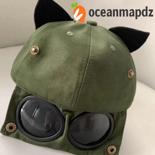 OCEANMAPDZ หมวกนักบินแฟชั่น อเนกประสงค์ ของขวัญคู่รัก สตรีทแวร์ หมวกกันแดด หูแมว เครื่องแต่งกาย ผ้าฝ้าย สไตล์เกาหลี ที่บังแดด