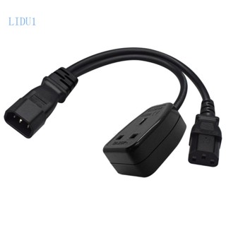 Lidu1 สายเคเบิลอะแดปเตอร์แปลงพาวเวอร์ซัพพลาย 3-pin IEC320-C14 ตัวผู้ เป็น IEC320-C13+UK13A ตัวเมีย