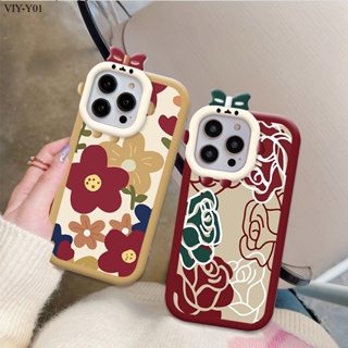 VIVO Y01 Y01A Y02 Y16 Y72 Y52 Y75 Y55 Y22 Y22S 5G เคสวีโว่ สำหรับ Case Cartoon flowers เคส เคสโทรศัพท์ เคสมือถือ Full Cover Hard Phone Cases Casing