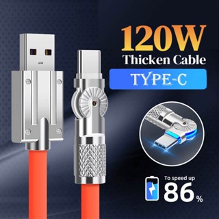 เกมมิ่ง โลหะผสมสังกะสี 120W 6A 180° สายชาร์จ USB Type C แบบหมุนได้ ชาร์จเร็ว สําหรับสมาร์ทโฟน Samsung