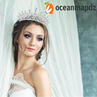 OCEANMAPDZ มงกุฎคริสตัล ประดับพลอยเทียม สีสันสดใส สไตล์วินเทจ บาร็อค ราชินีเจ้าหญิง