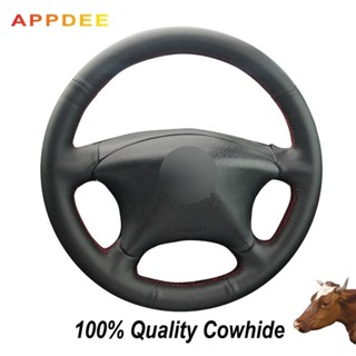 Appdee ปลอกหนังหุ้มพวงมาลัยรถยนต์ สีดํา สําหรับ Citroen Xsara Picasso 2001-2010 Berlingo 2003-2008 C5 2001