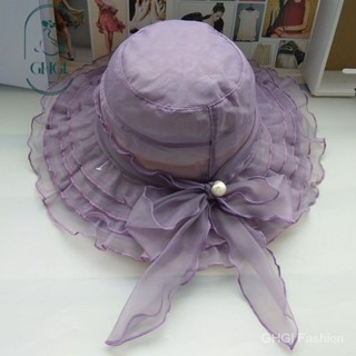 [GHGl] หมวกกันแดด พับได้ สีม่วง แฟชั่นฤดูร้อน สําหรับผู้หญิง