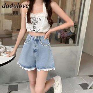 DaDulove💕 New Korean Version of INS Lace Retro Denim Shorts Niche High Waist A- line Pants Large Size Hot Pants