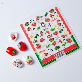 มาถึงการตกแต่งเล็บแล้ว สติ๊กเกอร์แต่งเล็บผลไม้ ลายนูนสามมิติ Peach Thin Tough Nail Stickers DIY Decorations For Children nuuo