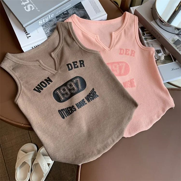 เสื้อยืด คอวี พิมพ์ลาย แฟชั่นฤดูร้อน สําหรับเด็กผู้หญิง อายุ 0-8 ปี