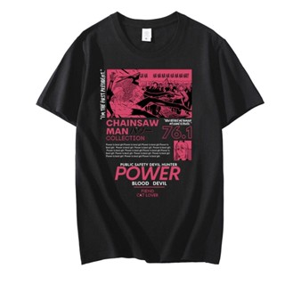 การออกแบบเดิมChainsaw Man Power T เสื้อผู้ชาย Aesthetic คู่กราฟิก Tees เสื้อผู้ชายผู้หญิงขนาดใหญ่แขนสั้นเสื้อยืด Harajuku KawaiiS-5XL