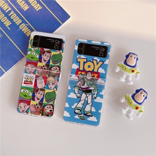 เคสโทรศัพท์มือถือ ป้องกัน ปิดด้านหลัง ลายการ์ตูน Toy Story Buzz พร้อมขาตั้ง สําหรับ Samsung Galaxy Z Flip 5 Z Flip 4 Z Flip 3 ZFlip3 ZFlip4 ZFlip5