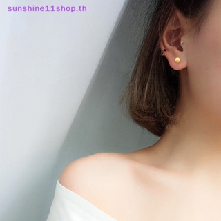 Sunshop ต่างหูเซรามิค สีพื้น 4 มม. 1 คู่