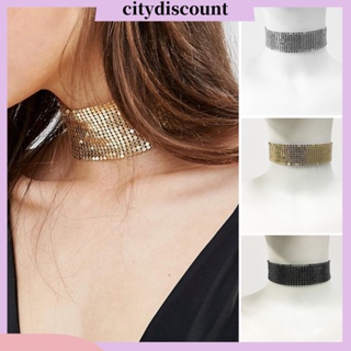 &lt;citydiscount&gt; สร้อยคอโชคเกอร์ ประดับพลอยเทียม สไตล์พังก์ ฮิปฮอป เครื่องประดับแฟชั่น สําหรับผู้หญิง