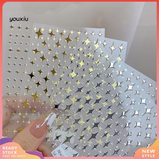 Youxiu สติกเกอร์ติดเล็บ เคลือบเงา ไม่ซีดจาง บางมาก มีกาวในตัว DIY สีขาว สีทอง สีดํา สีเงิน