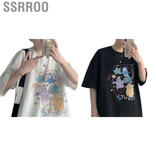 Ssrroo Summer Casual Top  Delicate Texture Fashionable Comfortable Fabric Regular Style Printing Pattern Short Sleeve Round Neck T Shirt for Outdoor Sports