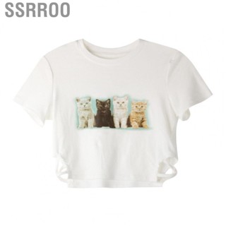 Ssrroo Cropped Shirt   Silk White Summer Top Short Sleeve for Weekend