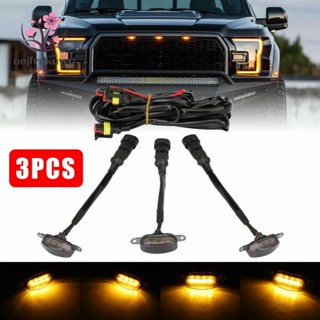 โคมไฟ LED สีเหลืองอําพัน สําหรับติดกระจังหน้ารถยนต์ Ford F-150 Raptor 3 ชิ้น