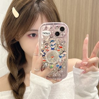 เคสป้องกันโทรศัพท์มือถือ ลายการ์ตูนชินจัง หมุนได้ สําหรับ Apple Iphone 14 12 13Promax 11