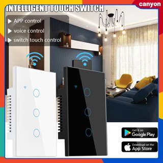 1/2/3/4gang Tuya Wifi Smart Touch Switch Capacitive Touch Sense รองรับการควบคุมด้วยเสียงทำงานร่วมกับ Alexa, google Assistant และ Alice canyon