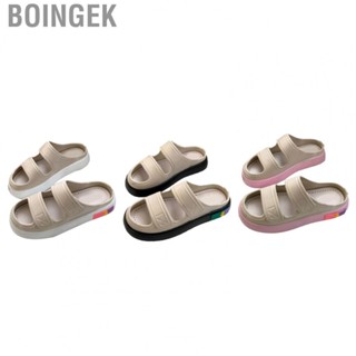 Boingek Double Belt Slipper  Flat Sole Fashionable Soft Cushion PU Leather for Women Outdoor